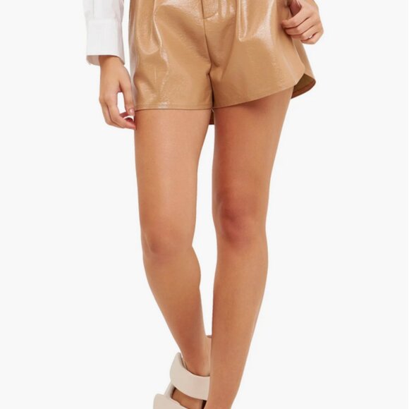 Like new GREY LAB High Waist Shiny Faux Leather Shorts in Dusty Rose Size Small - Picture 9 of 11
